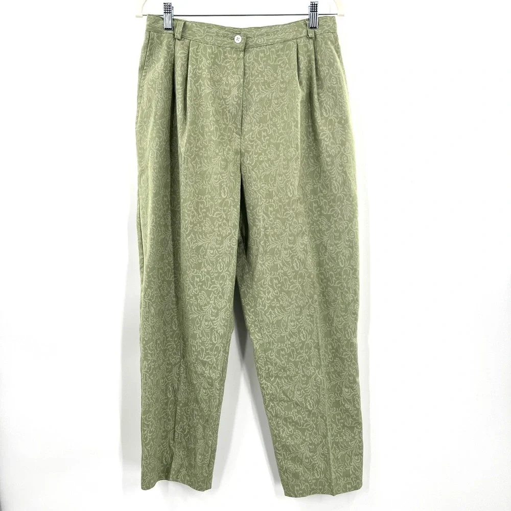 Vintage Villager paisley jacquard brocade high rise pleated cottagecore pants 16
